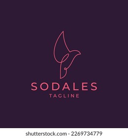 Bird line art logo icon design template