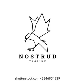 Bird line art logo icon design template