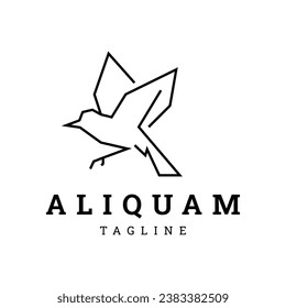 Bird line art logo icon design template
