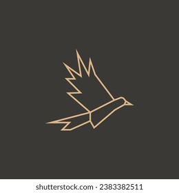 Bird line art logo icon design template