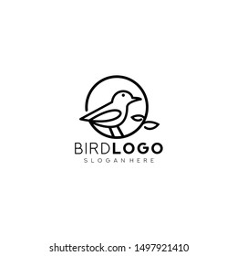 bird line art logo vector icon template design