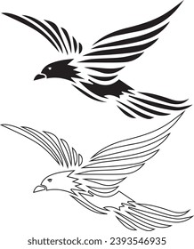 bird line art with vector