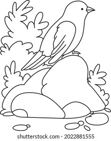 Bird line art vector. Outline abstraction. Modern Hand drawn vector illustration isolated on white