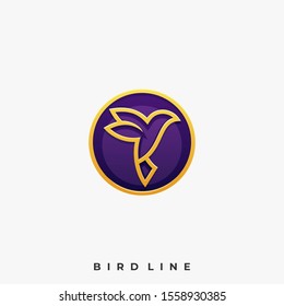 Bird Line Badge Illustration Vector Template, Suitable for Creative Industry, Multimedia, entertainment, Educations, Shop, and any related business