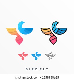 Bird Line Badge Illustration Vector Template, Suitable for Creative Industry, Multimedia, entertainment, Educations, Shop, and any related business