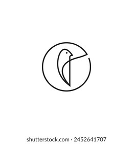 Bird line circle logo template vector 