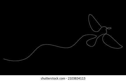 Bird line drawing vector illustration. White on black