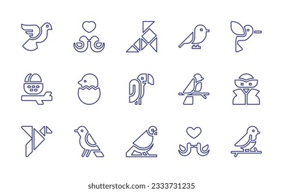 Bird line icon collection. Editable stroke. Vector illustration. Containing dove, birds, bird, hummingbird, vulture, superhero, origami, pigeons.