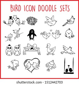 Bird Line Icon Doodle Sets