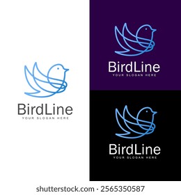 Bird line icon logo vector design, modern logo continuous line design of sparrow or finch bird.