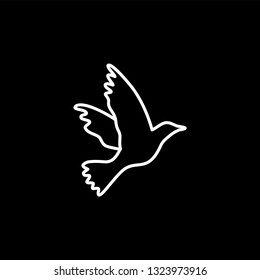 Bird Line Icon On Black Background. Black Flat Style Vector Illustration.