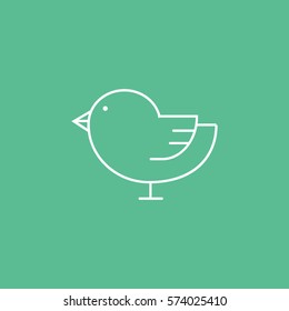 Bird Line Icon On Green Background