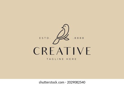 Bird Line Icon Symbol. Minimalist Bird Logo Stock Vector Line Drawing. Creative Icon Design Concept.