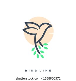Bird Line Illustration Vector Template. Suitable for Creative Industry, Multimedia, entertainment, Educations, Shop, and any related business