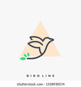 Bird Line Illustration Vector Template. Suitable for Creative Industry, Multimedia, entertainment, Educations, Shop, and any related business