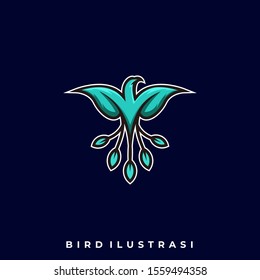 Bird Line Illustration Vector Template. Suitable for Creative Industry, Multimedia, entertainment, Educations, Shop, and any related business