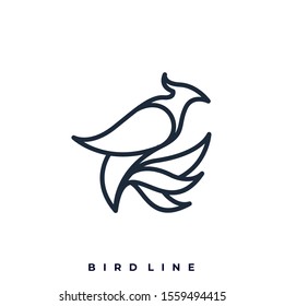 Bird Line Illustration Vector Template. Suitable for Creative Industry, Multimedia, entertainment, Educations, Shop, and any related business