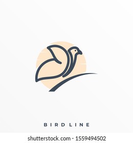 Bird Line Illustration Vector Template. Suitable for Creative Industry, Multimedia, entertainment, Educations, Shop, and any related business
