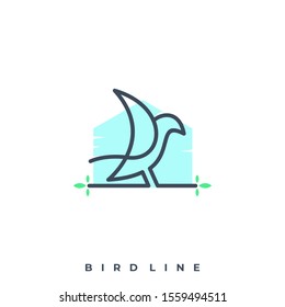 Bird Line Illustration Vector Template. Suitable for Creative Industry, Multimedia, entertainment, Educations, Shop, and any related business