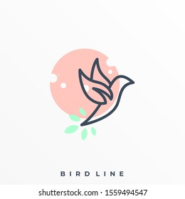 Bird Line Illustration Vector Template. Suitable for Creative Industry, Multimedia, entertainment, Educations, Shop, and any related business