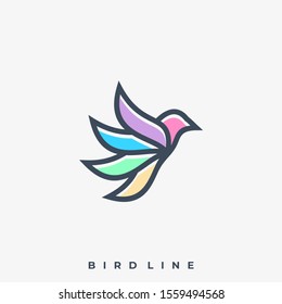 Bird Line Illustration Vector Template. Suitable for Creative Industry, Multimedia, entertainment, Educations, Shop, and any related business