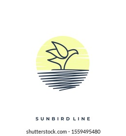 Bird Line Illustration Vector Template. Suitable for Creative Industry, Multimedia, entertainment, Educations, Shop, and any related business