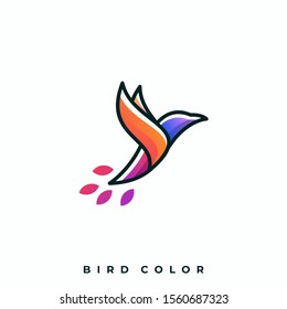 Bird Line Illustration Vector Template. Suitable for Creative Industry, Multimedia, entertainment, Educations, Shop, and any related business