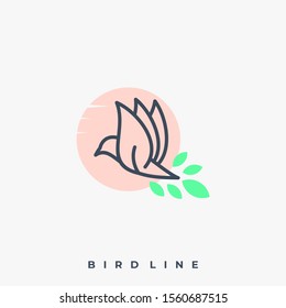 Bird Line Illustration Vector Template. Suitable for Creative Industry, Multimedia, entertainment, Educations, Shop, and any related business