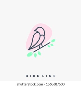 Bird Line Illustration Vector Template. Suitable for Creative Industry, Multimedia, entertainment, Educations, Shop, and any related business