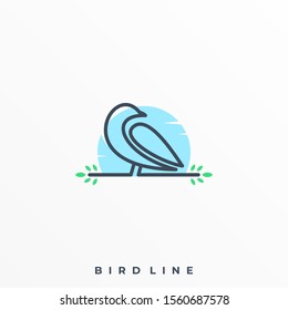 Bird Line Illustration Vector Template. Suitable for Creative Industry, Multimedia, entertainment, Educations, Shop, and any related business