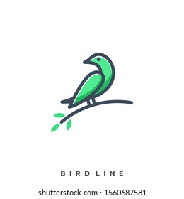 Bird Line Illustration Vector Template. Suitable for Creative Industry, Multimedia, entertainment, Educations, Shop, and any related business