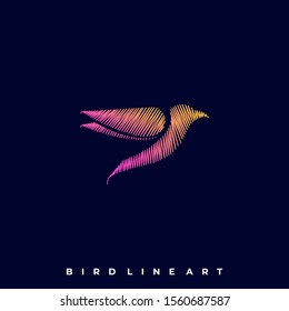 Bird Line Illustration Vector Template. Suitable for Creative Industry, Multimedia, entertainment, Educations, Shop, and any related business