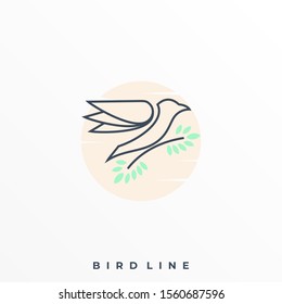 Bird Line Illustration Vector Template. Suitable for Creative Industry, Multimedia, entertainment, Educations, Shop, and any related business