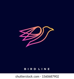Bird Line Illustration Vector Template. Suitable for Creative Industry, Multimedia, entertainment, Educations, Shop, and any related business