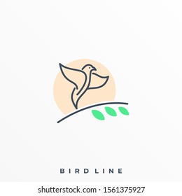 Bird Line Illustration Vector Template. Suitable for Creative Industry, Multimedia, entertainment, Educations, Shop, and any related business