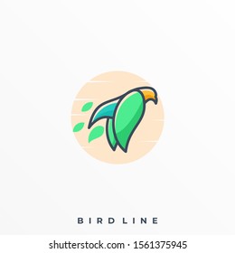 Bird Line Illustration Vector Template. Suitable for Creative Industry, Multimedia, entertainment, Educations, Shop, and any related business