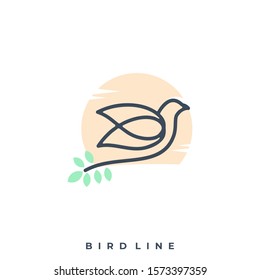 Bird Line Illustration Vector Template. Suitable for Creative Industry, Multimedia, entertainment, Educations, Shop, and any related business