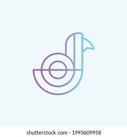 Concepto del logotipo de la línea de aves. Gradiente. Púrpura y azul. Logotipo, icono, símbolo y signo. Logotipo animal