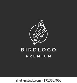 diseño del logotipo de la línea de pájaro en fondo negro