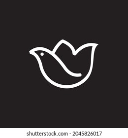 bird line logo design flower, flower and bird shape