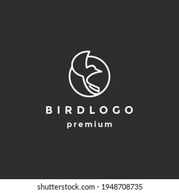 bird line logo design on black background