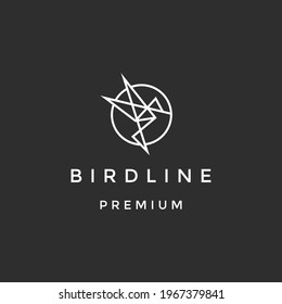 bird line logo design on black background