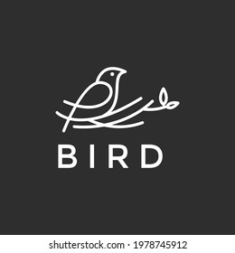 bird line logo design on black background