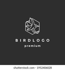 Bird line Logo design template, vector flying Dove Logotype icon concept.