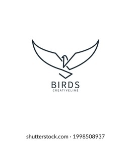 Plantilla de diseño de logotipo de línea de pájaro, ilustración de icono