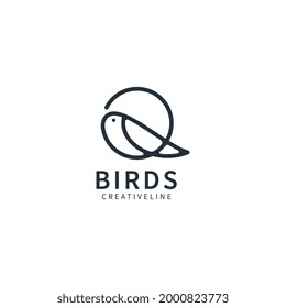 Bird line logo design template, icon illustration