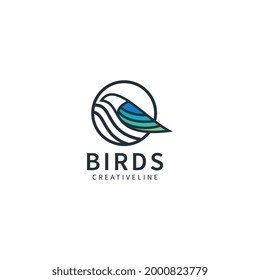 Bird line logo design template, icon illustration