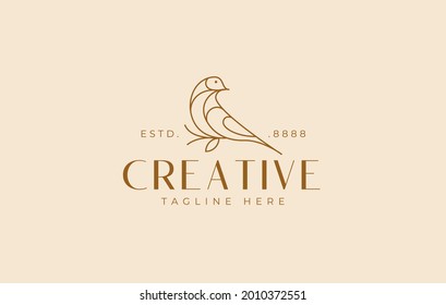 Bird line Logo Design Template. Vector Illustration of Creative abstract premium bird line. Vintage Modern Logo Line Art Design Template