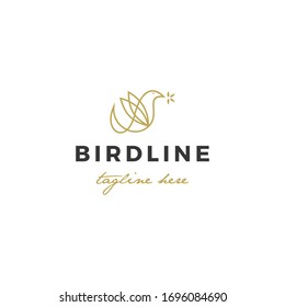 Bird line logo design vector illustration
