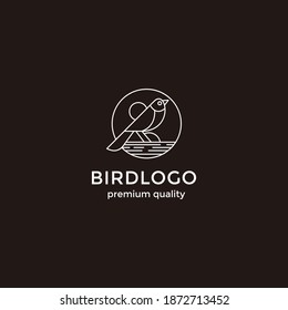 plantilla de vector de diseño de logotipo de línea de pájaro